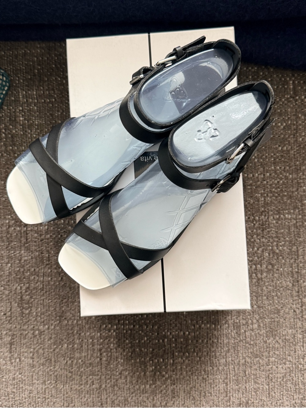 Dolce Vita Black Crisscross Strap Ankle-Buckle Sandals - Picture 3 of 6
